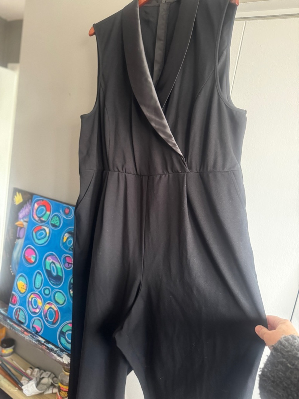 Torrid Studio Tuxedo Jumpsuit Black Satin Accent Wide Leg Plus Size 30 - Picture 2 of 14